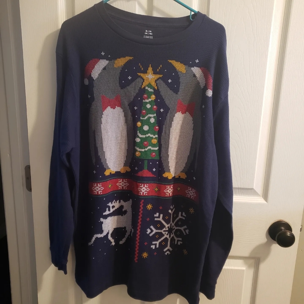 Unbranded Mens XL Pullover Ugly Christmas Sweater Shirt Navy Blue